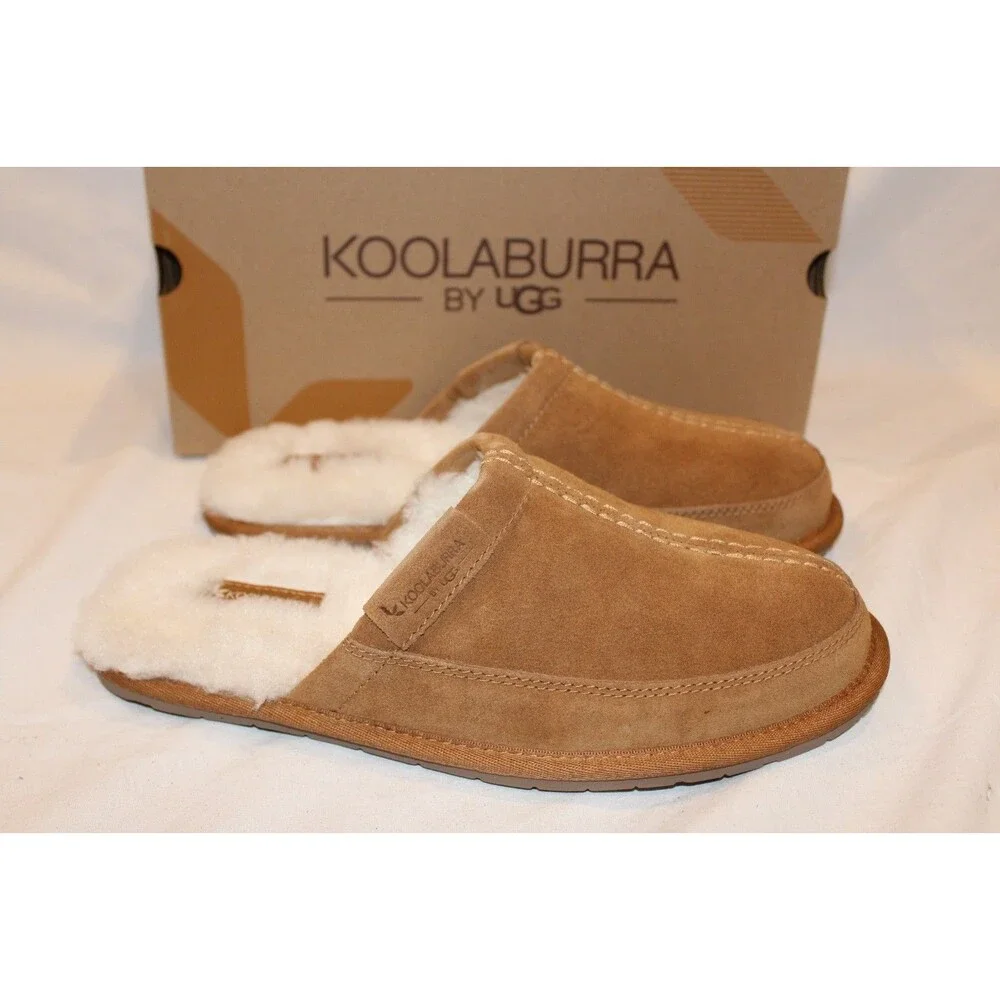 NIB UGG‎ Koolaburra Men's Clog Suede Shearling Slippers Chestnut Brown 8